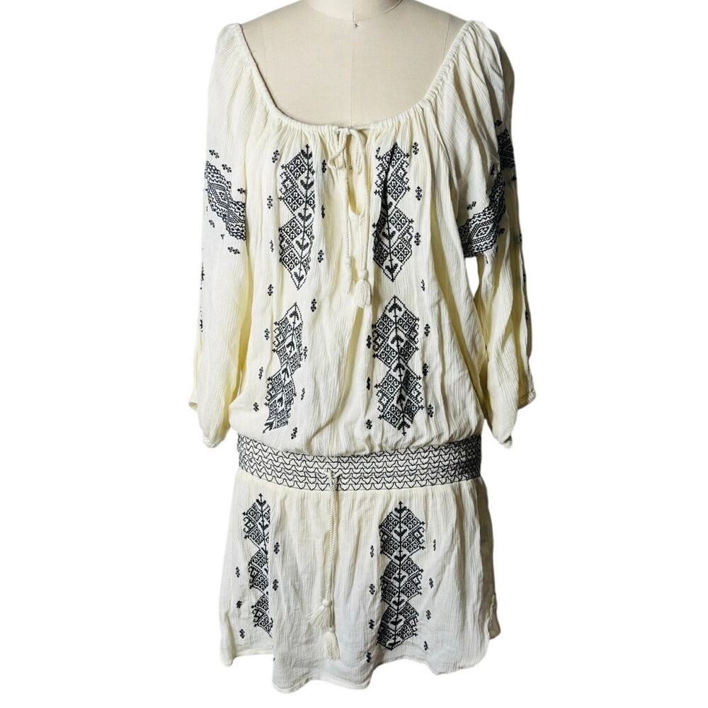Denim & Supply Ralph Lauren Cream Embroidered Peasant Dress M